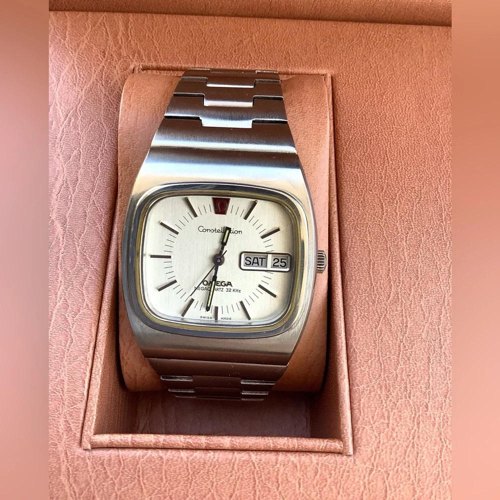 Omega Men's Silver Stainless Steel Constellation Watch with Cream Dial
